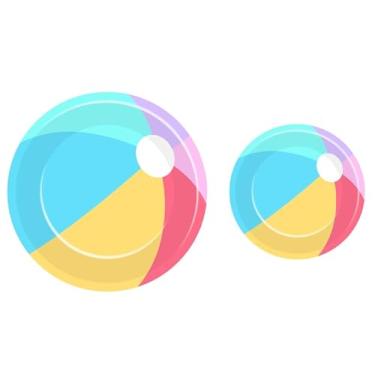 Imagem de AnyDesign 48 peças de pratos descartáveis de bola de praia de verão pratos descartáveis 18 e 23 cm cor macaron bola de bilhar utensílios de mesa para aniversário, férias, piquenique, churrasco