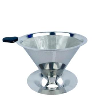 Imagem de Filtro de Café Inox 304 Reutilizável, Coador sem Papel, Peneira Aço, Pegador Silicone(S(mini))