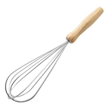 Imagem de Batedor Misturador de Ovos e Massas em Alumínio com Cabo de Madeira – Fouet para Clara em Neve e Bolos