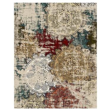 Imagem de Tapete de área lavável de 15 x 20 cm: tapete interno moderno antiderrapante para sala de estar e cozinha - Tapete macio abstrato fino de pilha baixa para sala de jogos, quarto, sala de jogos (15 x 20