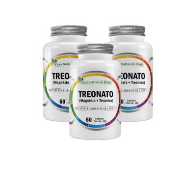 Imagem de Kit 3 Magnésio Treonato Magnésio+Treonina 3x60 caps Flora Nativa-Unissex