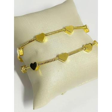 Imagem de Pulseira tipo Pandora com coração - Banho Ouro 2 milésimos com verniz 