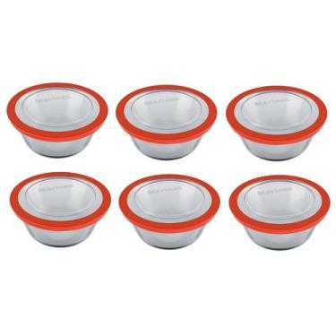 Imagem de Kit 6 Pote Redondo Tigela Vidro 1,2l Marmita Tampa Hermético - Nadir F