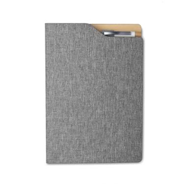 Imagem de Caderno de Anotações Executivo com Capa Dura em Material Reciclável, 80 Folhas Pautadas Bege, Suporte para Caneta, 21,3x14,5cm (1, Cinza)