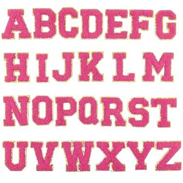Imagem de Patches Iron On Rose Red Single - Camada 26 peças, letras do alfabeto bordadas para roupas, autoadesivos e apliques costurados para jaquetas chapéus