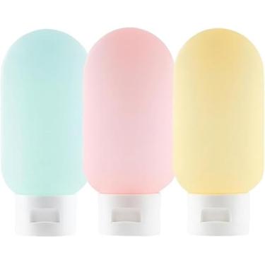 Imagem de Kit Viagem Frascos 60ml com Estojo – 3 Unidades para Shampoo, Creme e Sabonete, Anti Vazamento