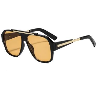 Imagem de Óculos de Sol Femininos Retro Gradientes de Luxo com Rebites, Armação Grossa e Proteção UV400 (Preto e Laranja)