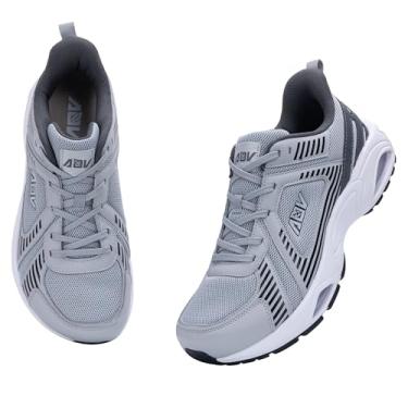 Imagem de N BESUNEW Tênis de corrida masculino com bico largo, ortopédico, fascite plantar, suporte de arco, tênis de caminhada para academia, corrida, esportes EUA 40-13, Cinza, 9 Wide