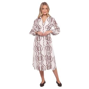 Imagem de Petal & Pup Vestido feminino lira manga comprida com estampa marrom, Estampa marrom, GG