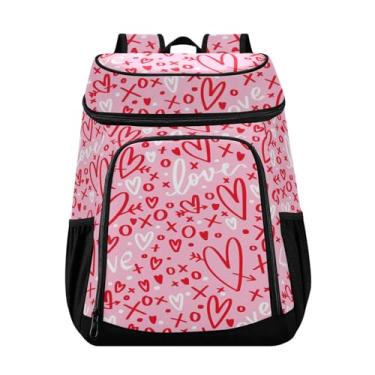 Imagem de Mochila térmica de praia com design de coração rosa, 36 latas, isolada à prova de vazamento, impermeável, para acampamento, lancheira