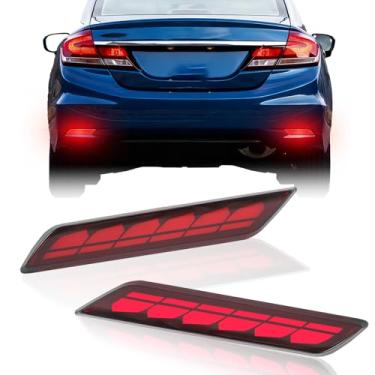 Imagem de GEEGEETOP Kit de montagem de luz de neblina refletor traseiro de LED de lente completa para Honda Civic Sedan 2013 2014 2015, sequencial, luz de seta, luz de freio e luz de circulação diurna, 2 peças