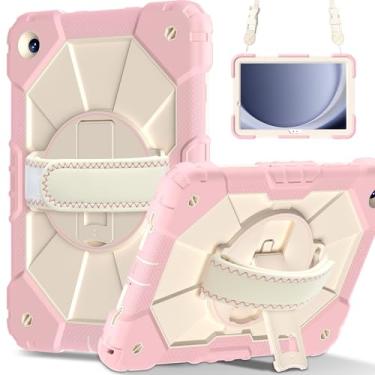 Imagem de Meifei Capa para Samsung Galaxy Tab A11+ 11 polegadas 2025 (X230/X236B)/A9 Plus (X210/X216/X218), capa protetora resistente à prova de choque com alça de mão rotativa 360 para Tab A11 Plus, ouro rosa