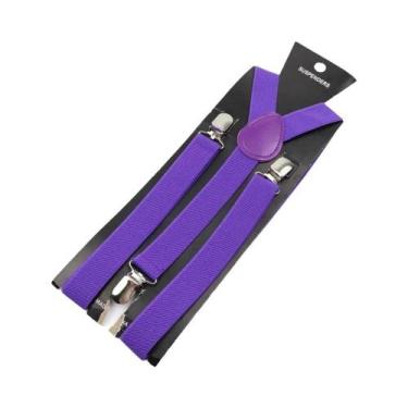 Imagem de Suspensórios Ajustáveis De Couro Elástico Em Cores Sólidas Para Homens