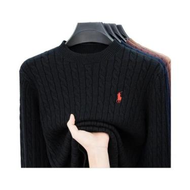 Imagem de Suéter Masculino De Lã Para Outono Inverno, Gola Redonda, Pulôver Gros