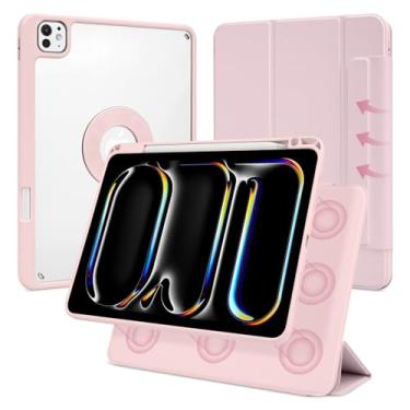 Imagem de Dwopar Capa para iPad Pro 11 polegadas M4 (2024, 5ª geração), capa magnética removível e removível com suporte para lápis, suporte vertical ajustável, multiângulo dobrado, rosa