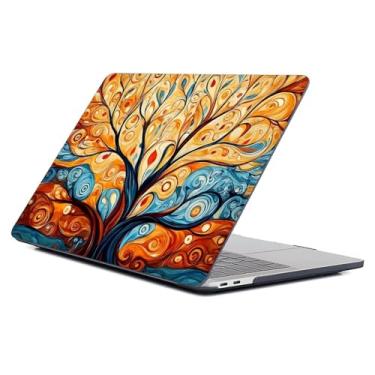 Imagem de Punmada Capa preta para MacBook Air de 13 polegadas, versão 2011-2017, modelo A1466/A1369, capa para laptop, capa dura com padrão premium, outono e árvore colorida