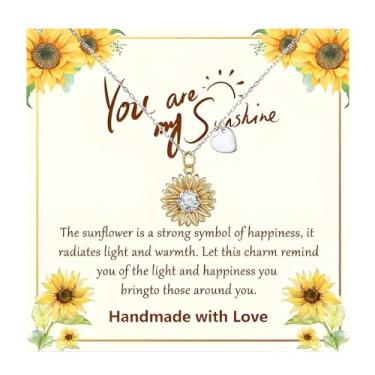Imagem de Zurlcdye Colares de girassol para mulheres You Are My Sunshine Gifts Sun Daughter Colar de pai presentes para esposa, namorada, acessórios de joias de aniversário da moda, Zinco, Sem Pedra Preciosa