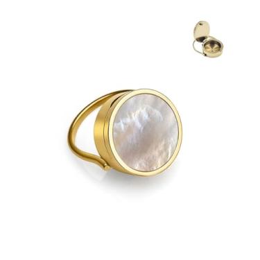 Imagem de LIU JUN Anel de protetor labial para dedo para mulheres, armazenamento de batom de design de armazenamento de emergência anéis de retoque rápido joias de presente vintage exclusivas, Large, Cobre, Sem