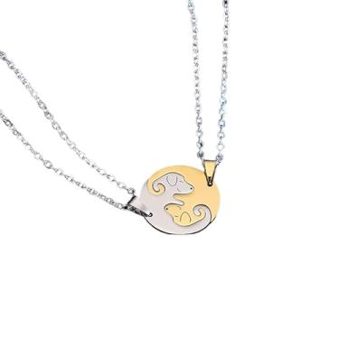 Imagem de BlingNuts Colar de quebra-cabeça combinando para casais Bff Pet Cat Dog Lovers Colar com pingente de coração Amizade 2 colares combinando com cães e gatos, F, Aço inoxidável, Sem Pedra Preciosa