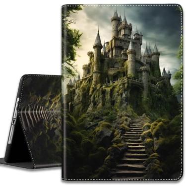 Imagem de Capa para iPad (A16) 11ª geração 11 polegadas 2025/iPad 10ª geração 10,9 polegadas 2022, capa protetora ultrafina multi-ângulo, com hibernar/despertar automático, castelo antigo
