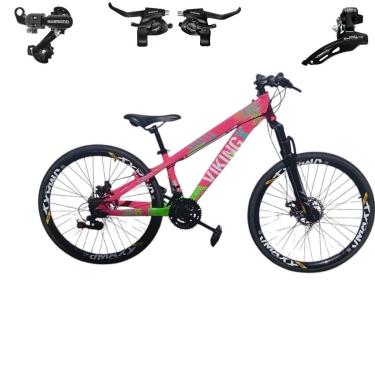 Imagem de Bicicleta 26 VikingX Tuff25 21v  Aluminio Trocadores Shimano Freeride Disco Mecânico Pneu Slick 1.50-Unissex