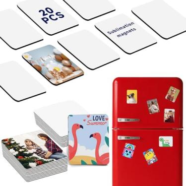 Imagem de 20 peças de imã de geladeira de sublimação personalizado quadrado ímã de geladeira para presentes de artesanato DIY ímãs de sublimação em branco produtos a granel para casa cozinha geladeira forno