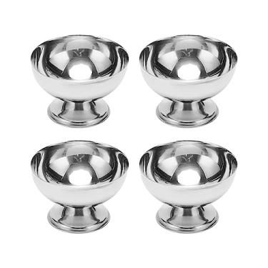 Imagem de ZJchao Tigelas de Sorvete de 4 Unidades, Copos de Sorvete, Produto Comestível de Aço Inoxidável, Tigela de Sobremesa de Metal Durável Com Garfos para Lanches de Bolo de Salada
