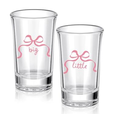 Imagem de Roshtia 2 peças de copos pequenos de sororidade com base grossa, presentes de fraternidade, 59 g, copos de dose de tequila, mini copos de vidro transparente para beber, lembrancinhas de festa (estilo