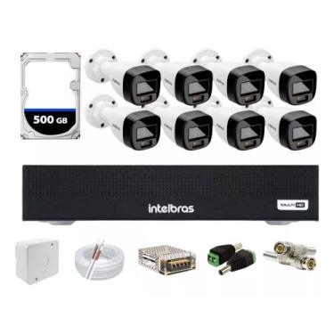 Imagem de Kit Intelbras 8 Full Color Vhd 1120b Dvr 8 Mhdx 1008 C/500gb