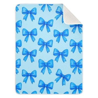 Imagem de Wassud Cobertor de bebê Blue Bows para meninos e meninas, cobertor de bebê para recém-nascidos, essencial para recém-nascidos, cobertores macios 76 x 101 cm