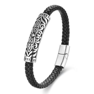 Imagem de Silverso Pulseira masculina legal para uso diário - Fecho de aço inoxidável, elegante e durável | Presente ideal de aniversário/ação de graças para pai, filho, namorado, meu homem, 6.4- 9 Inches