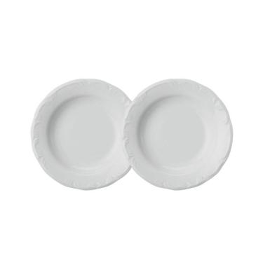 Imagem de Jogo 2 Pratos Fundos Pomerode Brancos 24 cm Porcelana Schmidt