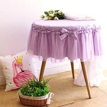 Imagem de pcagfaajmh Toalha de mesa de renda toalha de mesa redonda pastoral toalhas de mesa de jantar bordadas para casa decoração (cor: tamanho B: grande) (D médio)