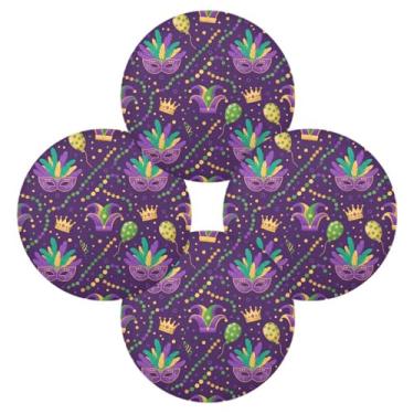 Imagem de Wassud Jogo americano conjunto de 4 tapetes de mesa redondos vibrantes para cozinha e jantar tapetes laváveis resistentes ao calor para decoração de mesa 39 cm