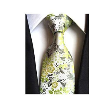 Imagem de pcagfaajmh Novo conjunto clássico de gravatas de seda largas presentes de gravata de casamento para homens (cor: B) (B)