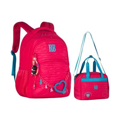 Imagem de Kit Mochila Costas Escolar + Lancheira Rosa Rebecca Bonbon