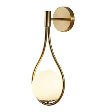 Imagem de Arandela de parede Modo Lighting Globe Glass, design moderno de meados do século XX, com acabamento em latão escovado, ideal para cabeceira e sala de estar (1 unidade)