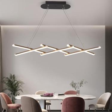 Imagem de Luminária pendente moderna para mesa de jantar, com LED dimerizável, altura ajustável e dobrável, com controle remoto, ideal para sala de jantar, escritório, sala de estar e cozinha (preta,