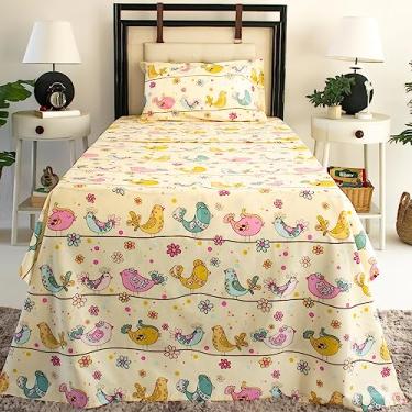 Imagem de NIKKIPETER Nikki Peter 100% Algodão Conjuntos de Lençóis Infantis para Meninos e Meninas, Lindos Pássaros e Flores Lençóis de Solteiro, Roupa de Cama de Solteiro Pássaros, Conjunto de Lençóis Super Macios Fácil de Cuidar - Certificado OEKOTEX