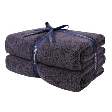 Imagem de Everplush Toalhas de banho de luxo Country Terry Series (76 x 142 cm) - pacote com 2, toalhas grandes de secagem rápida altamente absorventes, toalhas supermacias de algodão penteado e microfibra para