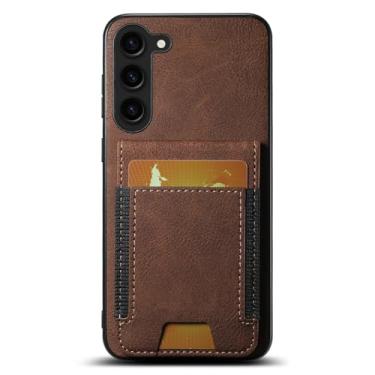 Imagem de LYJSMGZ Capa flip para Samsung Galaxy S25 Ultra/S25 Plus/S25, com compartimento para cartão, capa elástica fina à prova de choque, carteira de couro de grande capacidade, marrom, S25 Plus