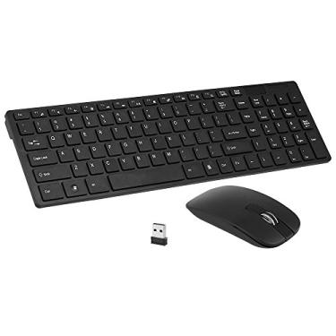 Imagem de Amgei K-06 Teclado e mouse sem fio 2.4G Combo teclado de computador com mouse Plug and Play para laptop preto