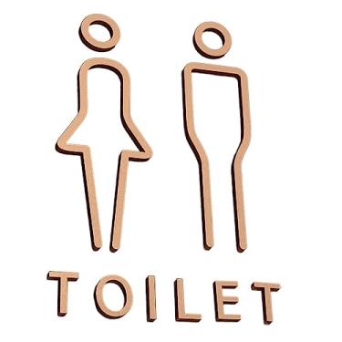 Imagem de Wswqop Placa de Banheiro de 2 Peças, Decoração para Banheiro Masculino E Feminino, Placa de Sinalização para Vaso Sanitário, Ouro, Tamanho real