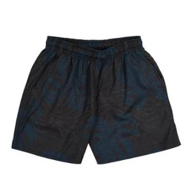 Imagem de Bermuda Boxer Infantil Tactel Preto Folhas Cinza/Azul Ogochi-Masculino