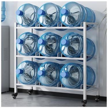 Imagem de VZQJHKMPXFS Rack de armazenamento resistente de garrafa de água de 5 galões com rodas - suporte organizador para casa, escritório, academia e restaurante - suporte de dispensador de água durável