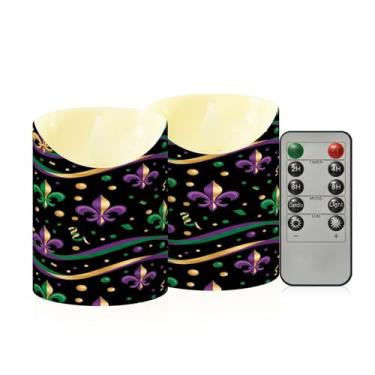 Imagem de Wassud Pacote com 2 fitas de carnaval velas sem chama com controle remoto, velas realistas cintilantes com temporizador, velas decorativas para Natal, casamento, festa, decoração de casa pequena