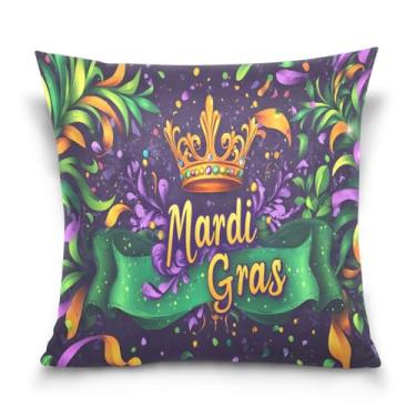 Imagem de ATTX Capas de almofada de máscara de carnaval 50 x 50 cm decorativas com zíper para sala de estar sofá-cama (364)