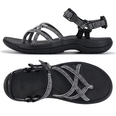 Imagem de Viakix Sandálias rasteiras femininas bege Samara, tamanho 6 - Sandálias femininas para atividades ao ar livre, caminhada, caminhada, Preto/preto, 37