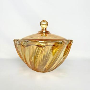 Imagem de BOMBONIERE POTICHE DE VIDRO 1,17L ÂMBAR DESIGNER EM ASPIRAL POTE PARA DOCES E MESA POSTA(1)