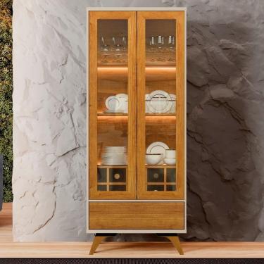 Imagem de Cristaleira Adega Reflecta 2 Portas De Vidro C- Led - Mavaular Off White-naturalle